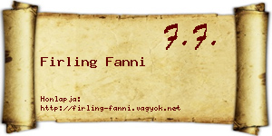 Firling Fanni névjegykártya